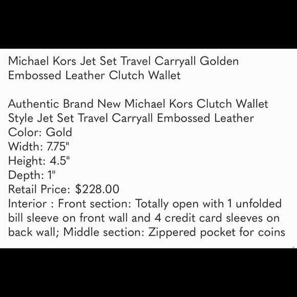 NWT Michael Kors Gold Wallet - Picture 7 of 7